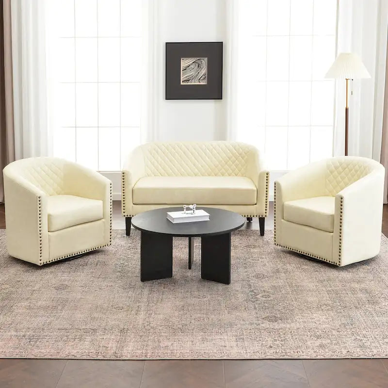 KINWELL Petit canapé causeuse rembourré en faux cuir touffeté 50W