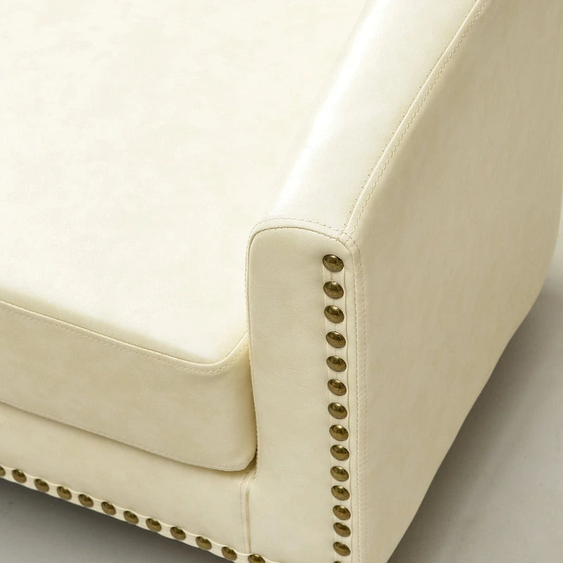 KINWELL Petit canapé causeuse rembourré en faux cuir touffeté 50W