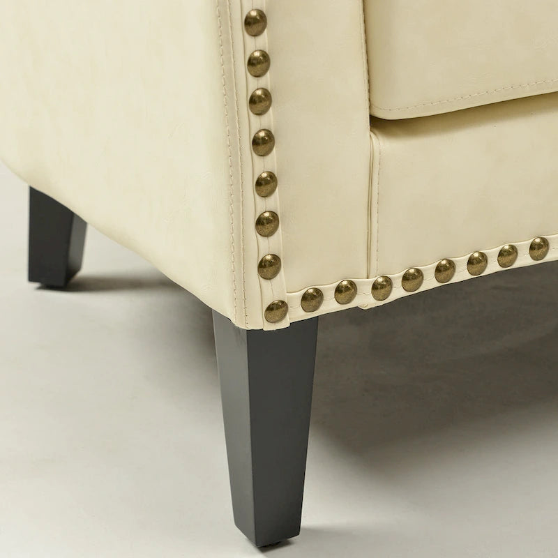 KINWELL Petit canapé causeuse rembourré en faux cuir touffeté 50W