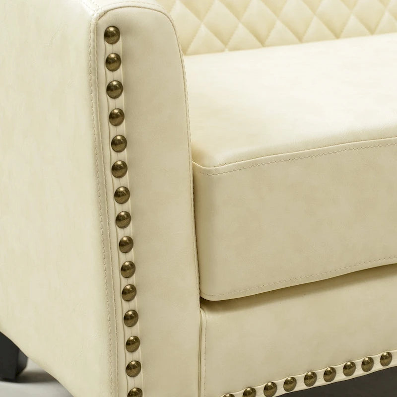 KINWELL Petit canapé causeuse rembourré en faux cuir touffeté 50W