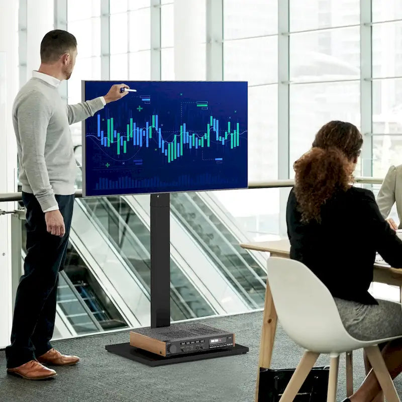 Meuble TV sur pied Gymax, support universel pour téléviseurs de 32 à 70 pouces jusqu'à 110