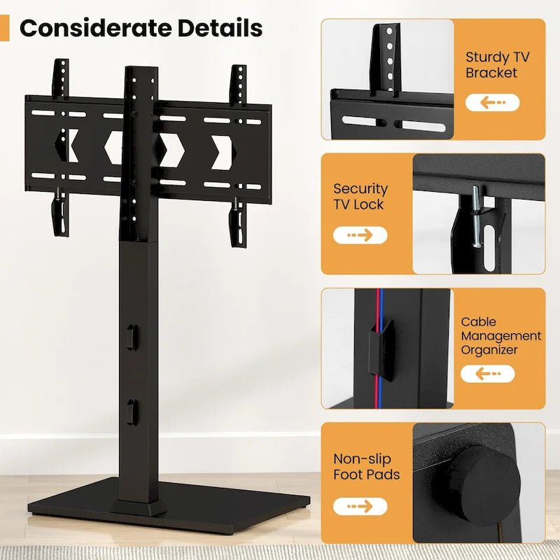 Meuble TV sur pied Gymax, support universel pour téléviseurs de 32 à 70 pouces jusqu'à 110