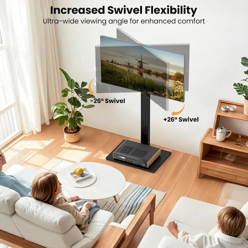 Meuble TV sur pied Gymax, support universel pour téléviseurs de 32 à 70 pouces jusqu'à 110