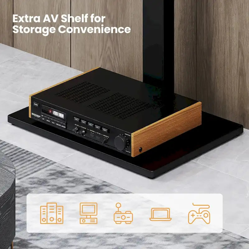 Meuble TV sur pied Gymax, support universel pour téléviseurs de 32 à 70 pouces jusqu'à 110