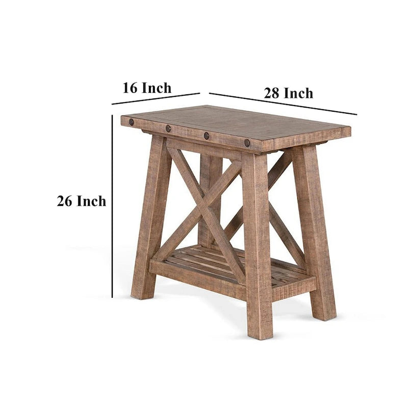 Table d'appoint Anva Accent, acajou brun clair, rectangulaire 28 pouces