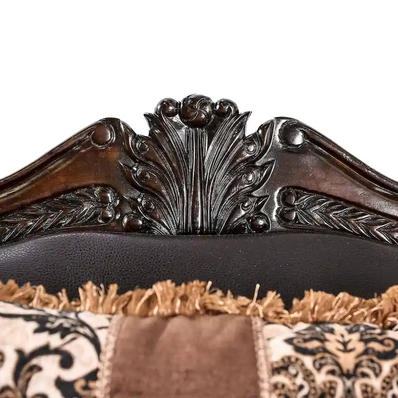 Ensemble causeuse et sofa 2 places Ammy, similicuir marron foncé, 5 coussins décoratifs