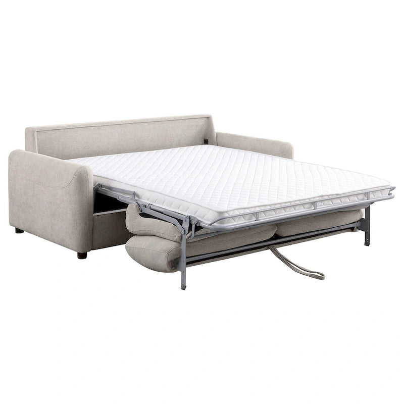 Canapé convertible Rilia avec matelas Queen Size, tissu beige, 74 pouces