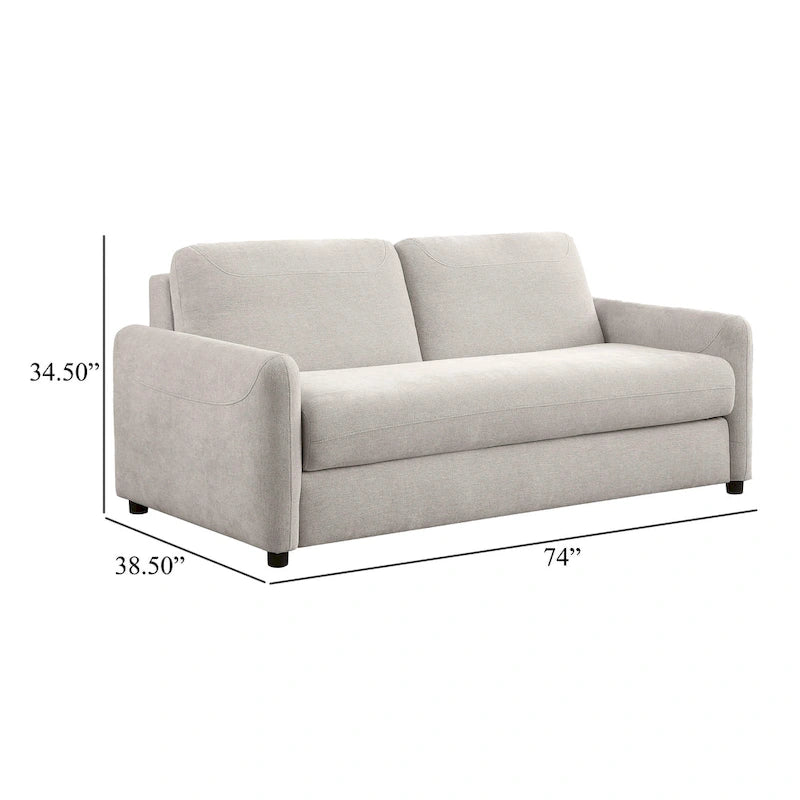 Canapé convertible Rilia avec matelas Queen Size, tissu beige, 74 pouces