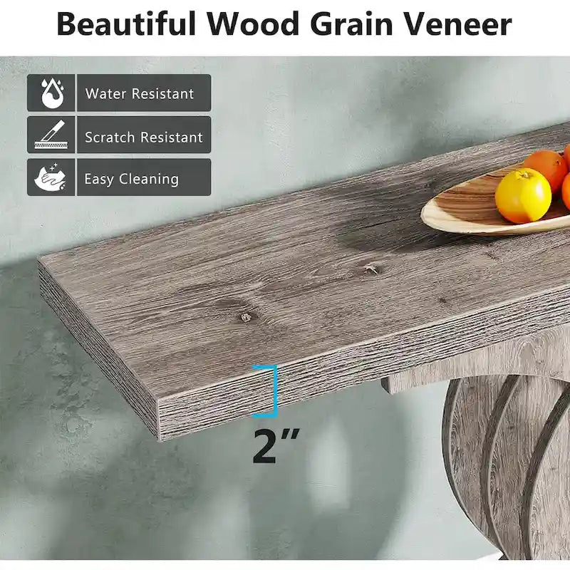 Consoles en bois de style ferme avec base géométrique pour entrée