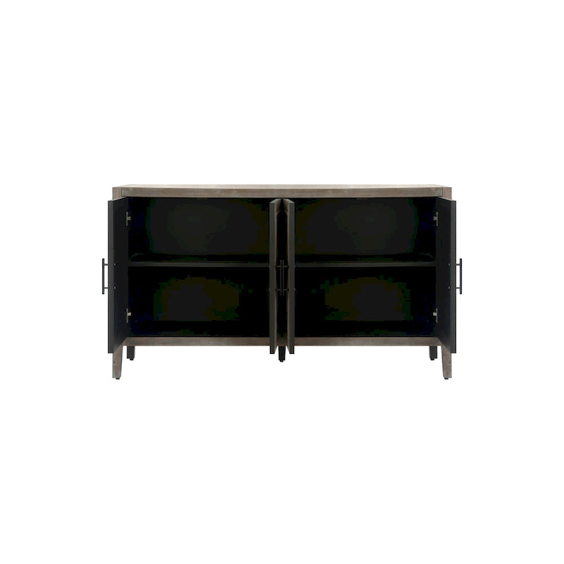 Meuble d'appoint style ferme moderne de 60 po avec 4 portes et tablette réglable