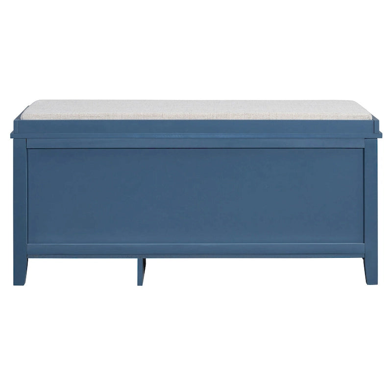 Banc à chaussures vintage avec coussin, 2 tiroirs et 2 portes en rotin
