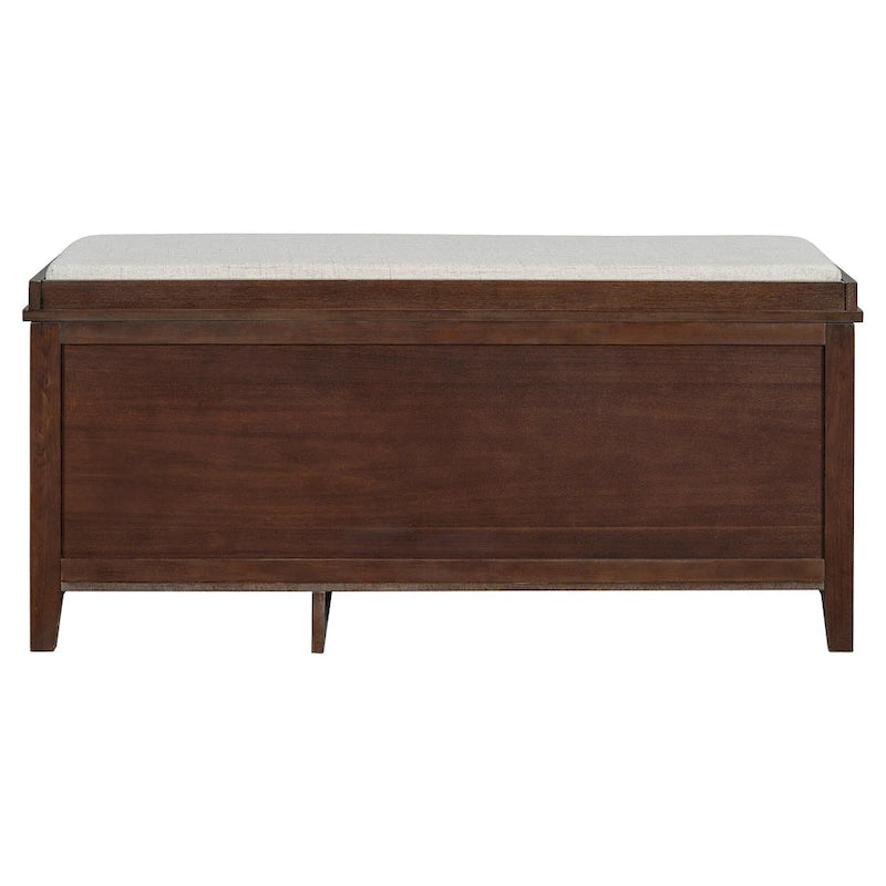 Banc à chaussures vintage avec coussin, 2 tiroirs et 2 portes en rotin