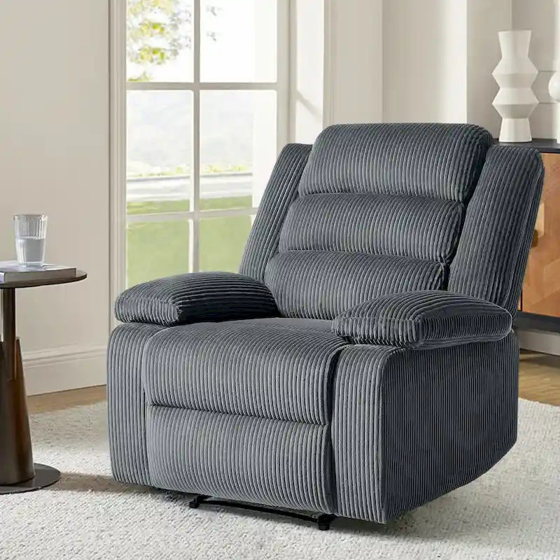 Fauteuil inclinable manuel moderne en velours côtelé, chaises longues inclinables réglables avec accoudoirs larges