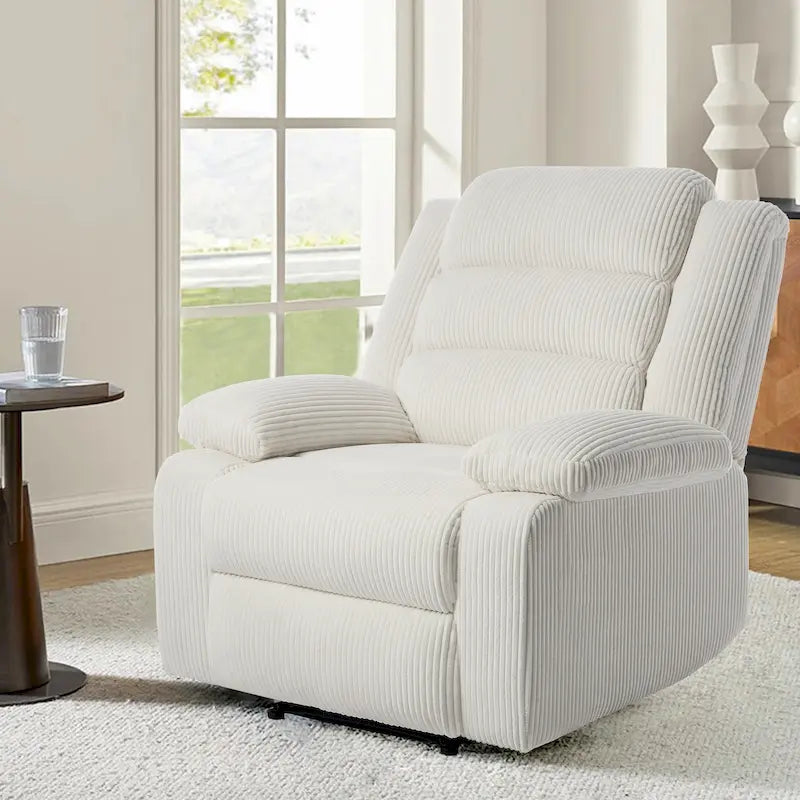 Fauteuil inclinable manuel moderne en velours côtelé, chaises longues inclinables réglables avec accoudoirs larges
