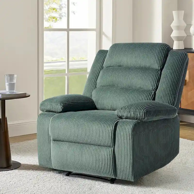 Fauteuil inclinable manuel moderne en velours côtelé, chaises longues inclinables réglables avec accoudoirs larges