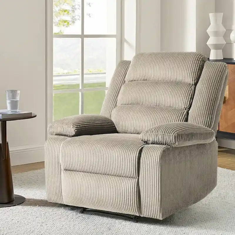 Fauteuil inclinable manuel moderne en velours côtelé, chaises longues inclinables réglables avec accoudoirs larges