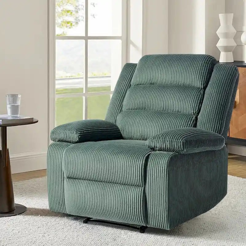 Fauteuil inclinable manuel moderne en velours côtelé, chaises longues inclinables réglables avec accoudoirs larges
