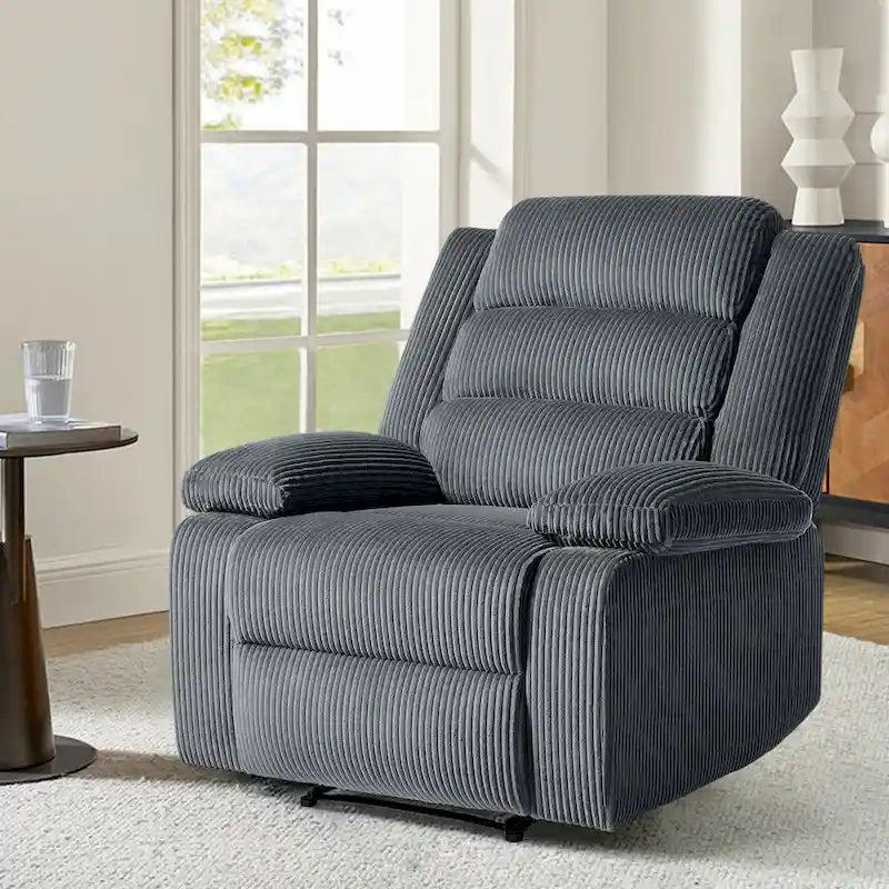 Fauteuil inclinable manuel moderne en velours côtelé, chaises longues inclinables réglables avec accoudoirs larges