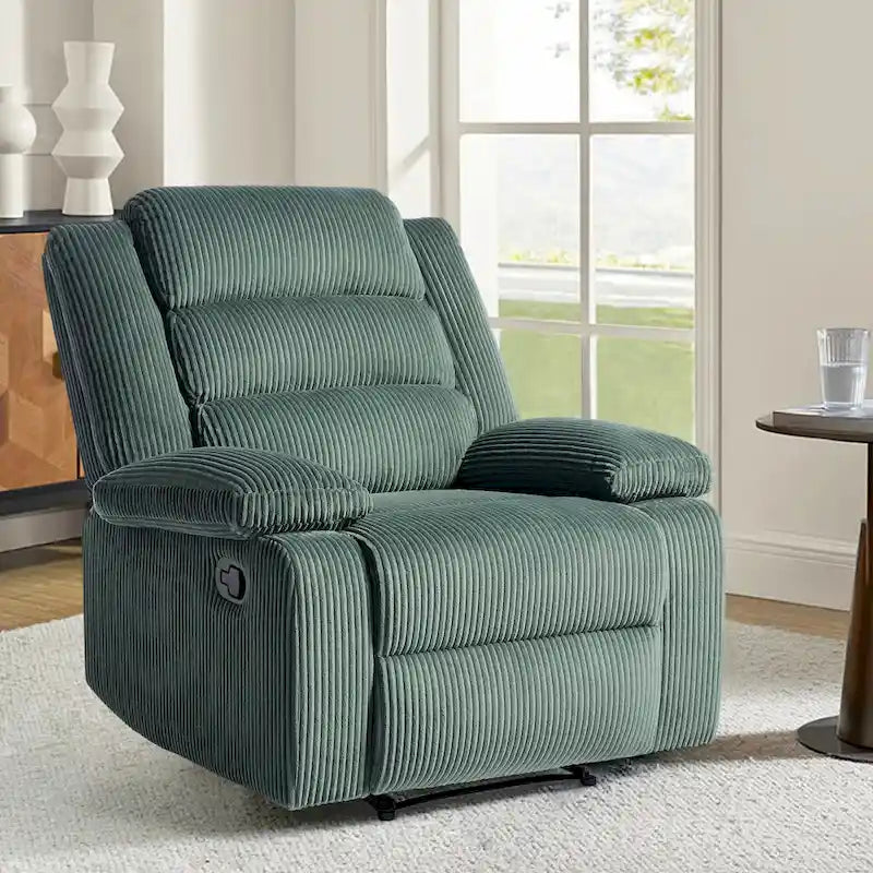 Fauteuil inclinable manuel moderne en velours côtelé, chaises longues inclinables réglables avec accoudoirs larges