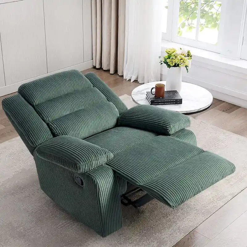 Fauteuil inclinable manuel moderne en velours côtelé, chaises longues inclinables réglables avec accoudoirs larges