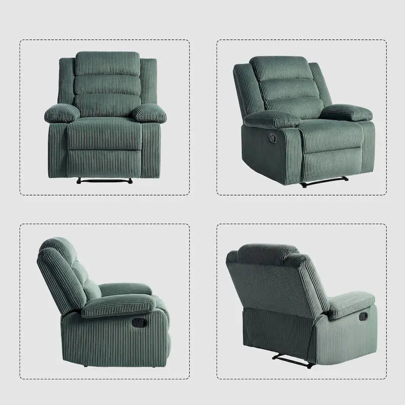 Fauteuil inclinable manuel moderne en velours côtelé, chaises longues inclinables réglables avec accoudoirs larges