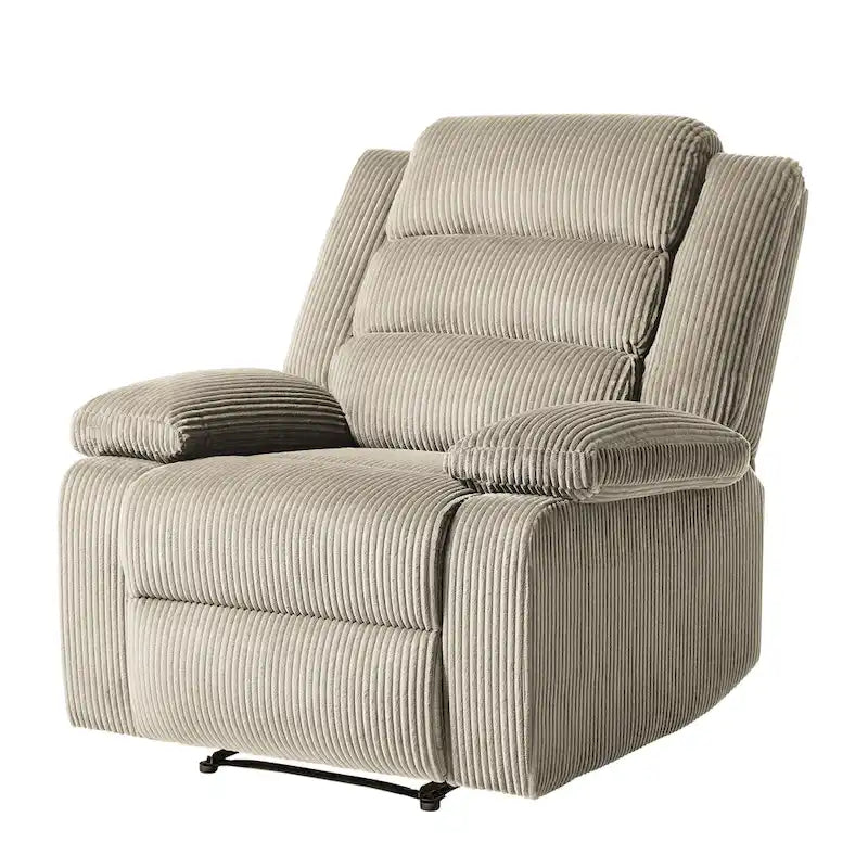 Fauteuil inclinable manuel moderne en velours côtelé, chaises longues inclinables réglables avec accoudoirs larges