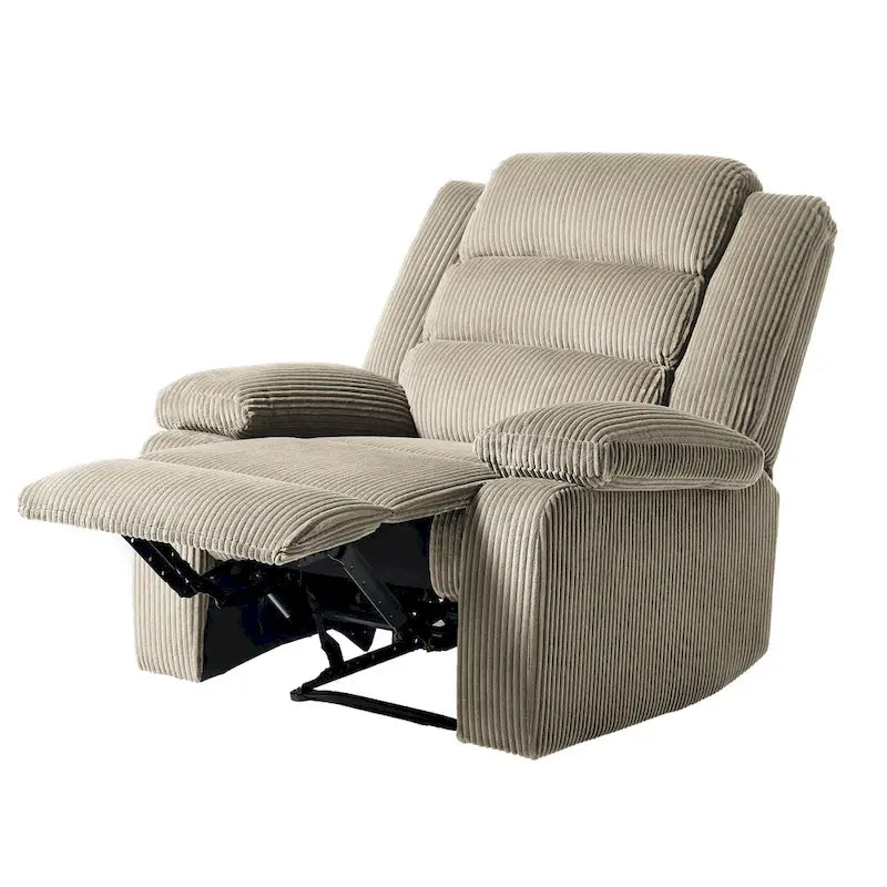 Fauteuil inclinable manuel moderne en velours côtelé, chaises longues inclinables réglables avec accoudoirs larges
