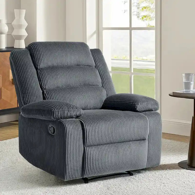Fauteuil inclinable manuel moderne en velours côtelé, chaises longues inclinables réglables avec accoudoirs larges