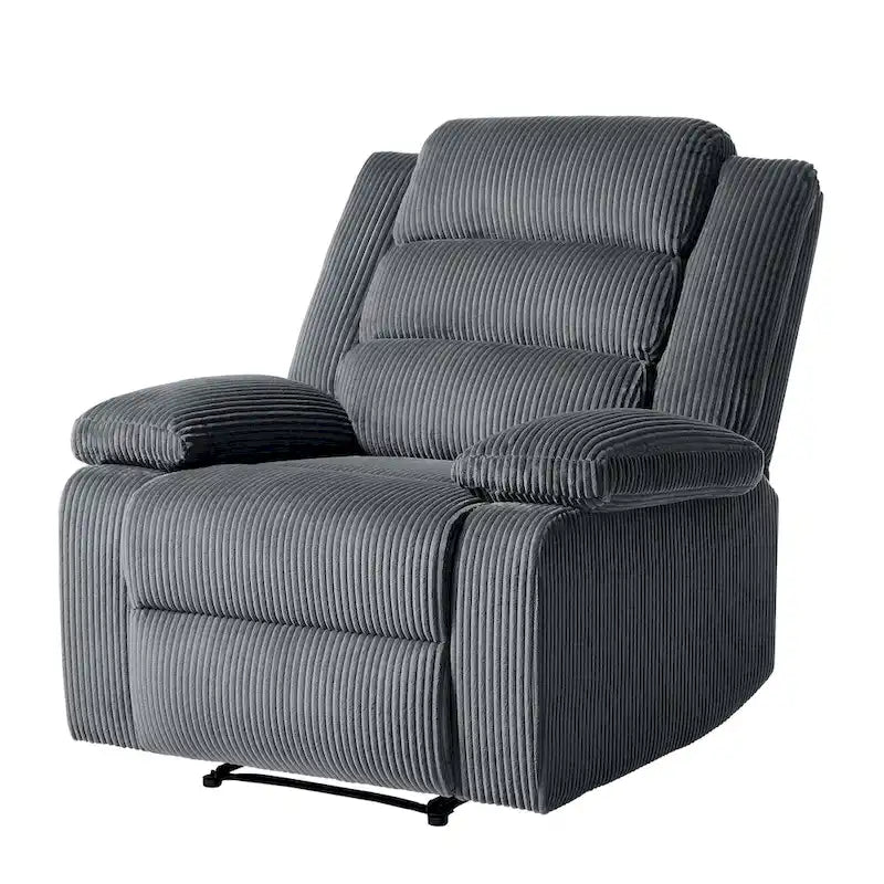 Fauteuil inclinable manuel moderne en velours côtelé, chaises longues inclinables réglables avec accoudoirs larges