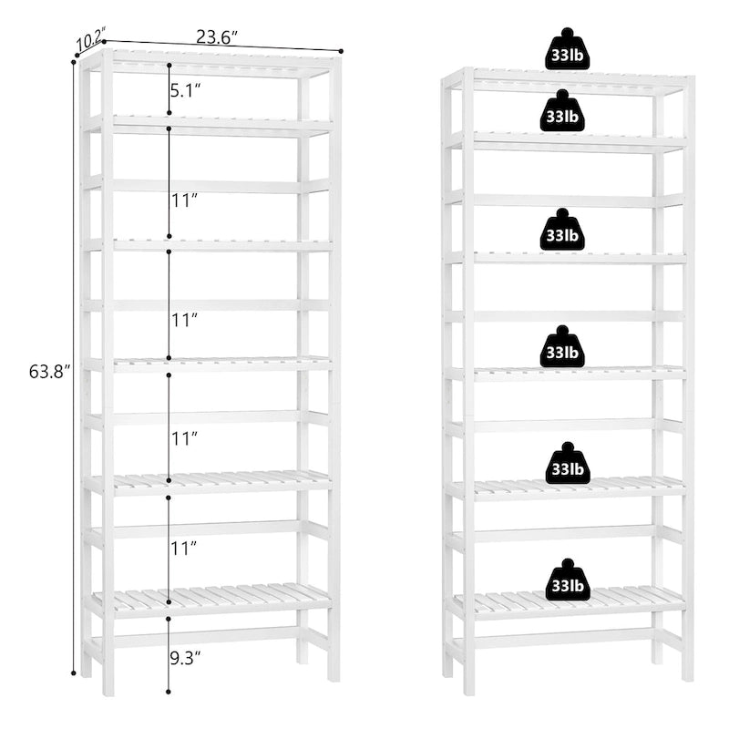 Étagère de rangement réglable en bambou à 6 niveaux, Étagère de présentation ouverte sur pied