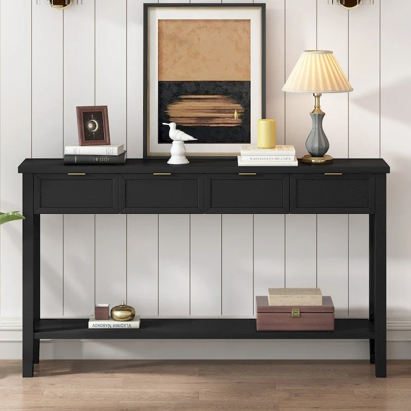 Console d'entrée de haute qualité avec 4 tiroirs spacieux et 1 étagère inférieure