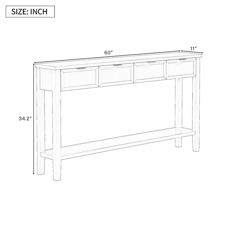 Console d'entrée de haute qualité avec 4 tiroirs spacieux et 1 étagère inférieure