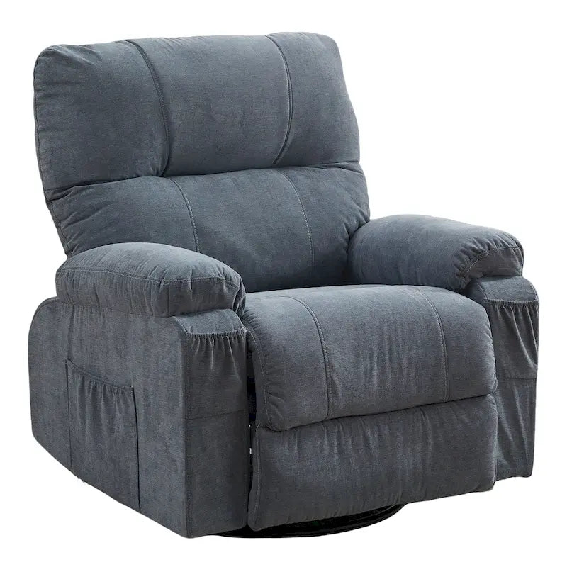 Fauteuil inclinable, pivotant à 360° et à bascule en lin avec poches latérales
