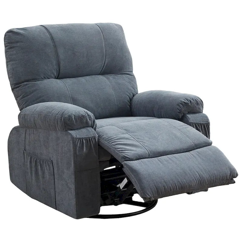 Fauteuil inclinable, pivotant à 360° et à bascule en lin avec poches latérales