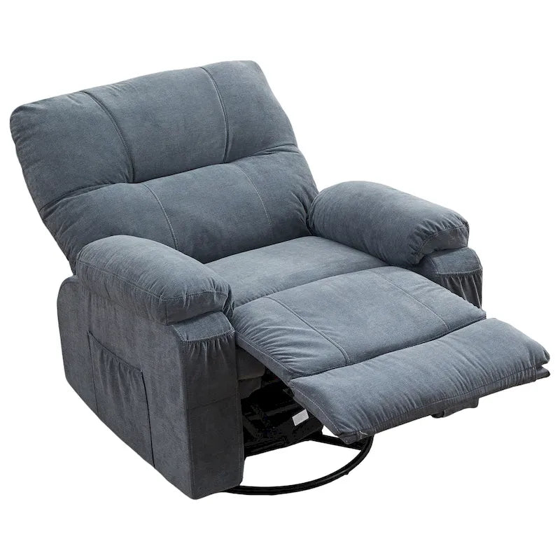 Fauteuil inclinable, pivotant à 360° et à bascule en lin avec poches latérales