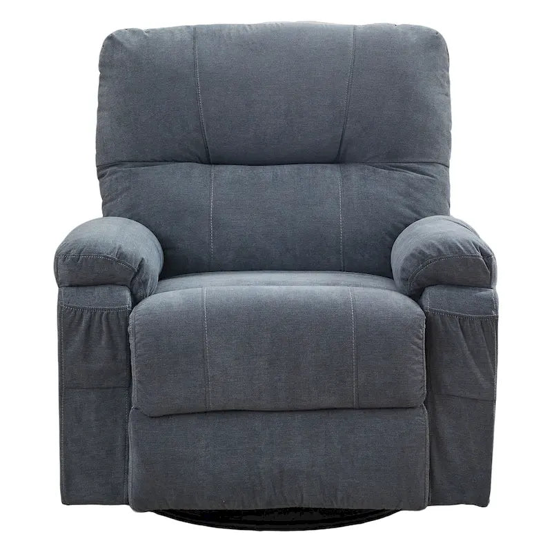 Fauteuil inclinable, pivotant à 360° et à bascule en lin avec poches latérales
