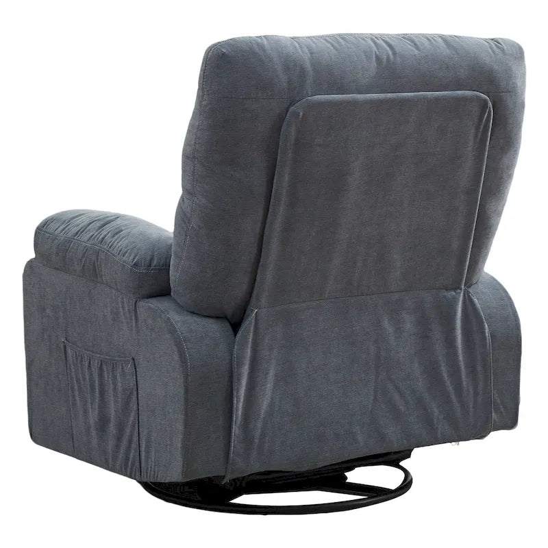 Fauteuil inclinable, pivotant à 360° et à bascule en lin avec poches latérales