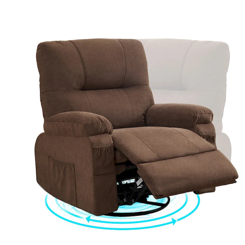 Fauteuil inclinable, pivotant à 360° et à bascule en lin avec poches latérales