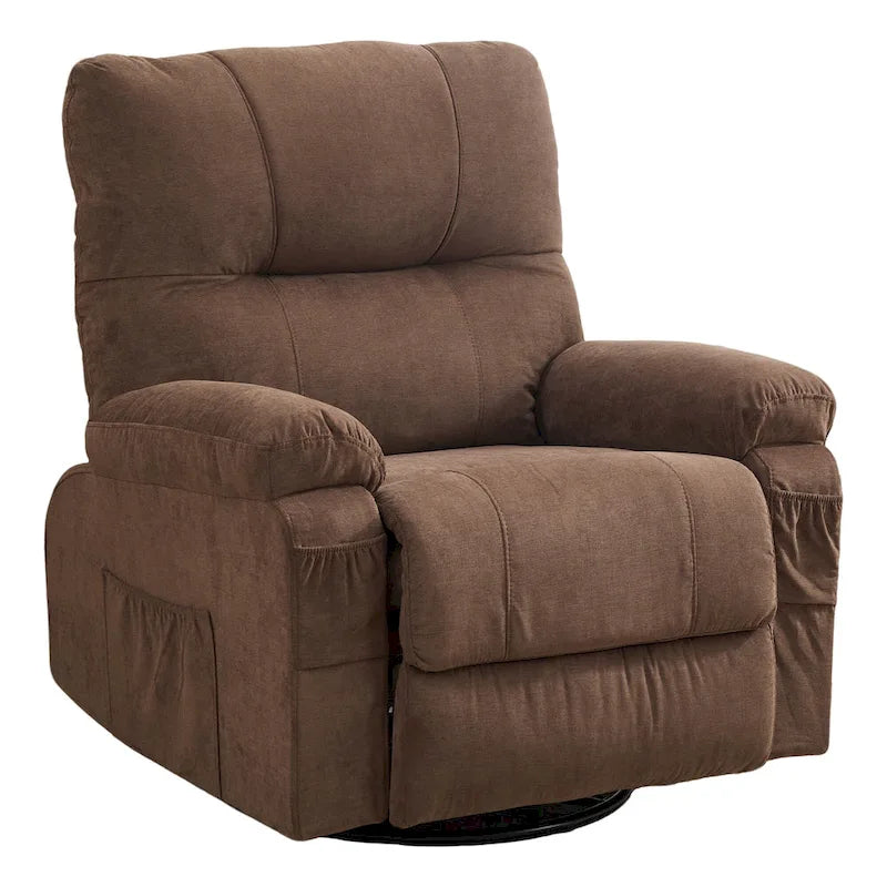 Fauteuil inclinable, pivotant à 360° et à bascule en lin avec poches latérales