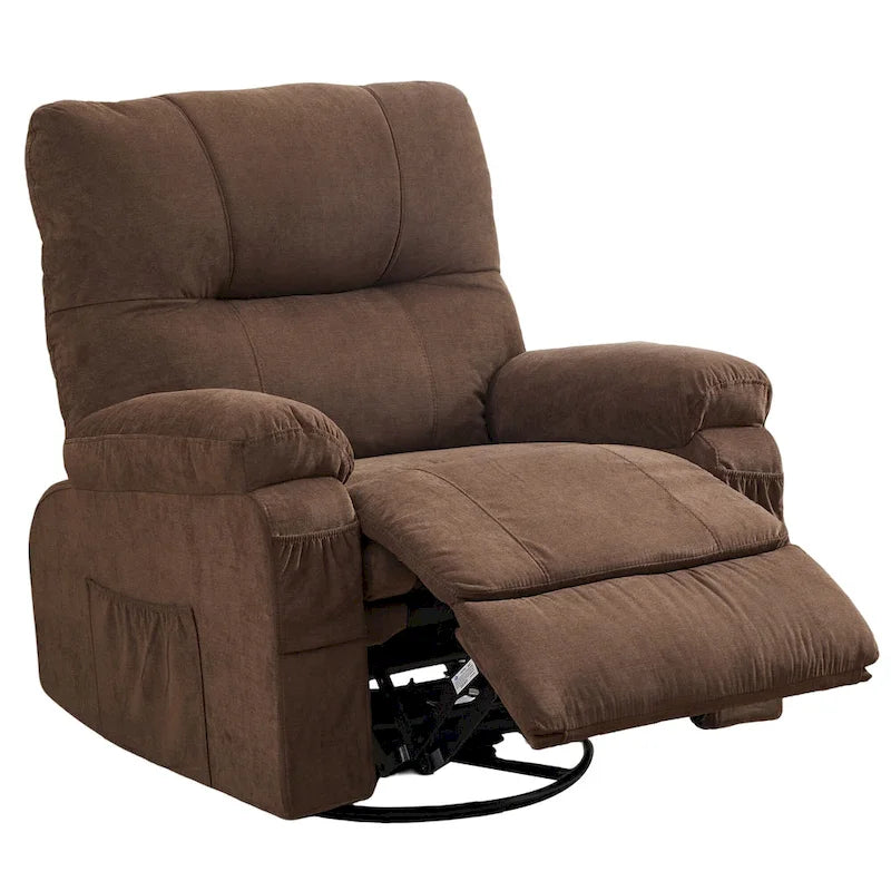 Fauteuil inclinable, pivotant à 360° et à bascule en lin avec poches latérales