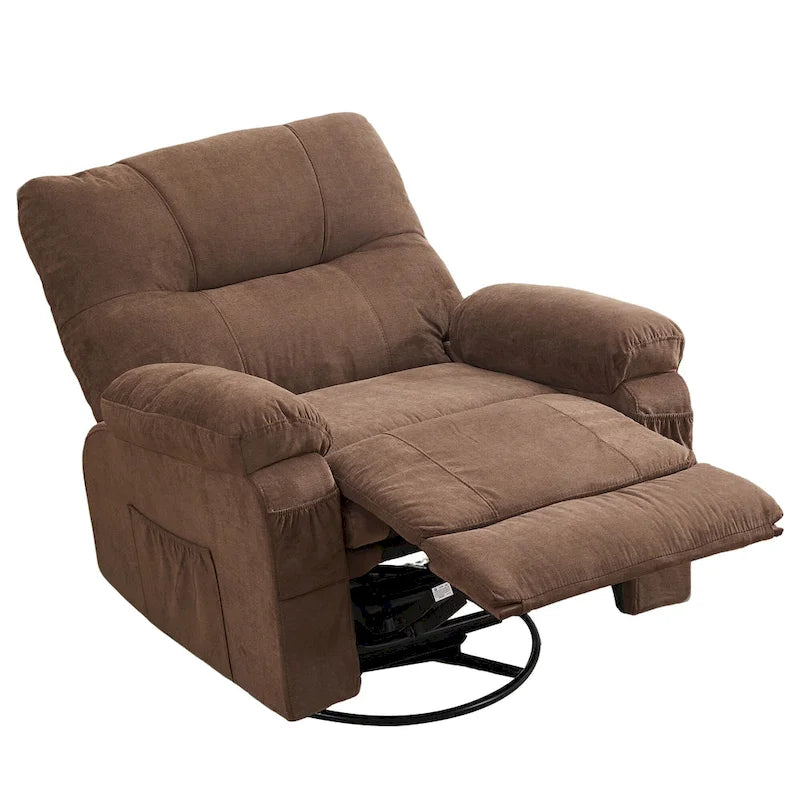 Fauteuil inclinable, pivotant à 360° et à bascule en lin avec poches latérales