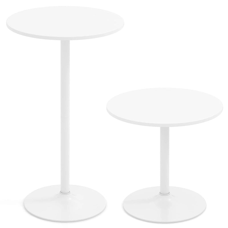 Table de bistro ronde blanche en MDF et métal avec base stable
