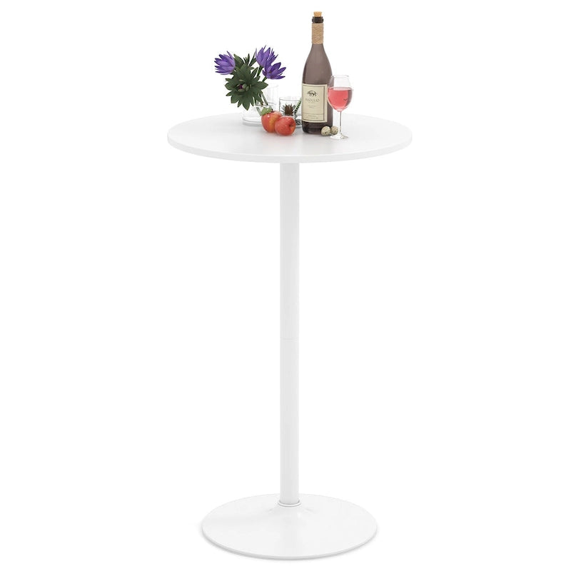 Table de bistro ronde blanche en MDF et métal avec base stable