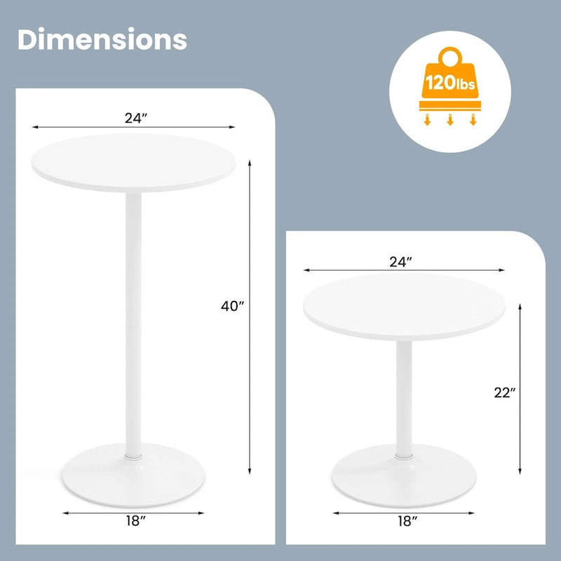 Table de bistro ronde blanche en MDF et métal avec base stable
