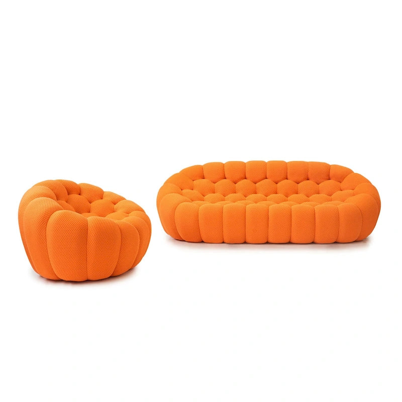 Canapé Bulle capitonné en tissu nid d'abeille 3D, 2 pièces, canapé 3 places et canapé simple pour salon
