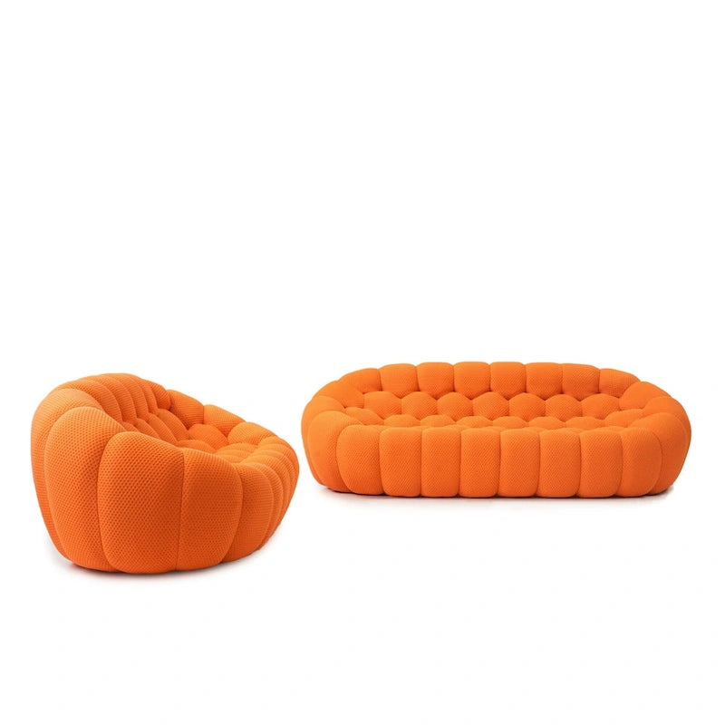 Canapé Bulle capitonné en tissu nid d'abeille 3D, 2 pièces, canapé 3 places et canapé simple pour salon