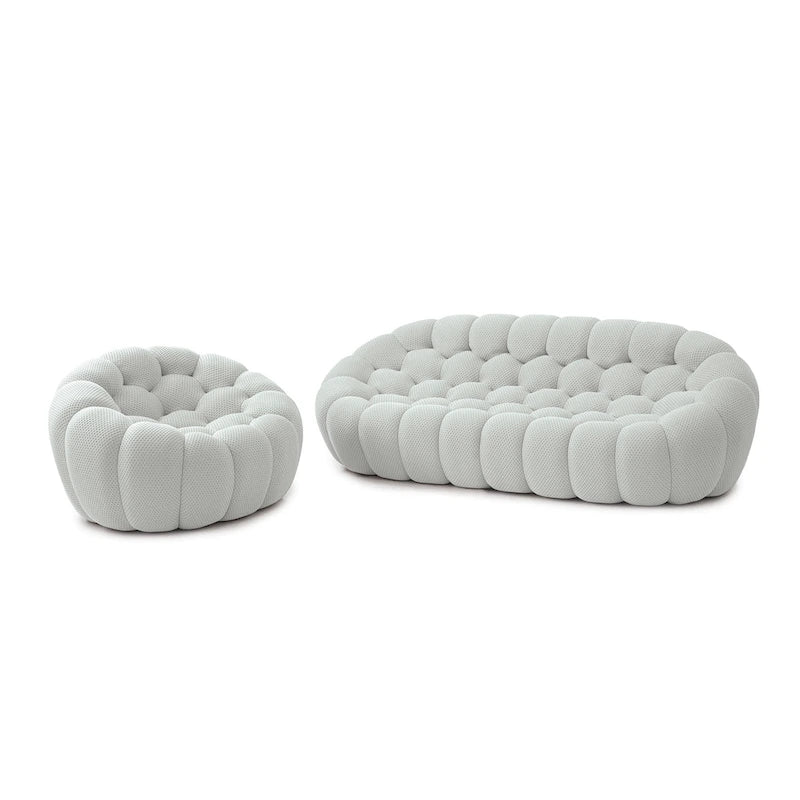 Canapé Bulle capitonné en tissu nid d'abeille 3D, 2 pièces, canapé 3 places et canapé simple pour salon