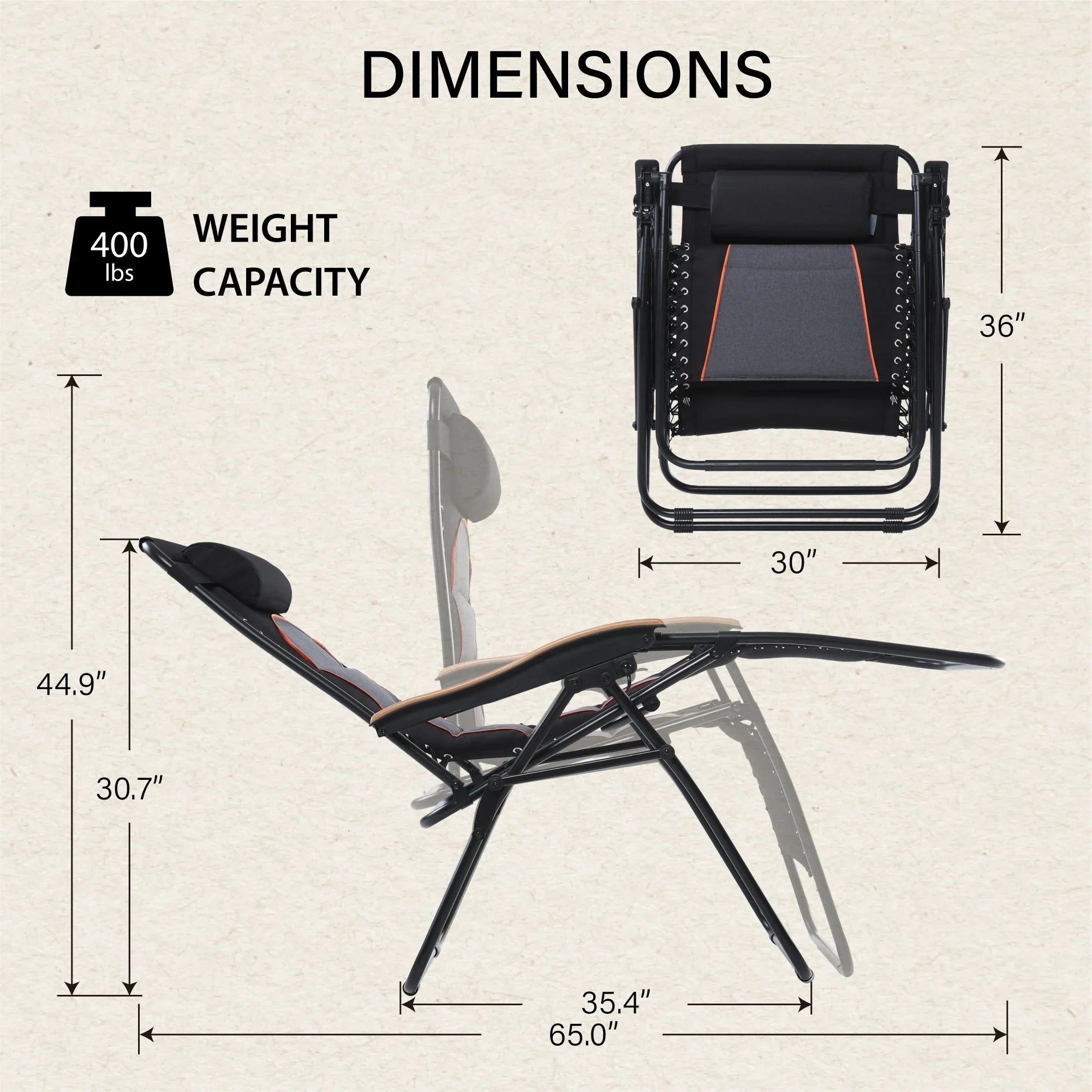 Fauteuil de relaxation zéro gravité XL surdimensionné rembourré avec accoudoirs plus larges et porte-gobelet réglable - N/A