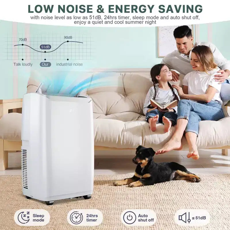 Climatiseur Portable de 14 000 BTU, Refroidit Jusqu'à 70 m², Unité de Climatisation Portable avec Déshumidificateur