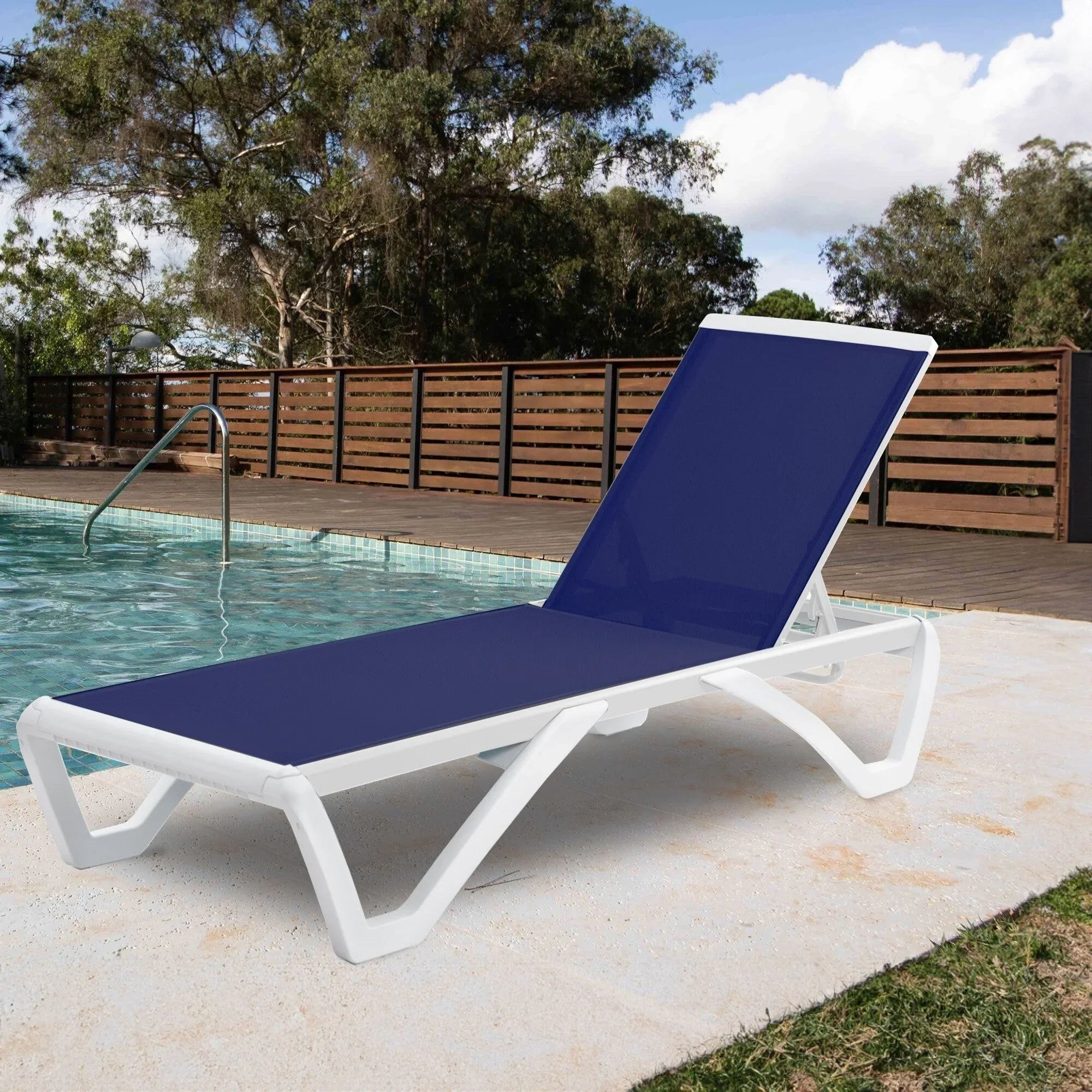 Kozyard Alan Chaise longue de patio inclinable et réglable, entièrement plate, en aluminium et résine de polypropylène